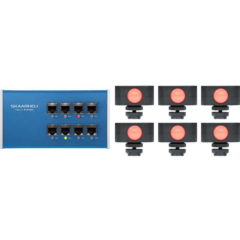 ETH-TALLY-LINK-V2-X6 - Kit 1x Tally Box + 6x Lumières Tally SKAARHOJ ETH-TALLY-LINK-V2-X6 - Kit 1x Tally Box + 6x Lumières Tally SKAARHOJ