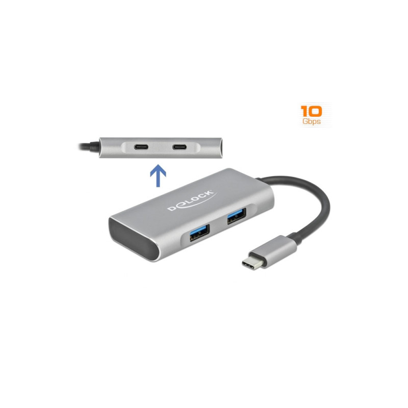 Hub externe USB 3.2 Gen 2 USB-C avec 2x USB-A et 2x USB-C Delock Hub externe USB 3.2 Gen 2 USB-C avec 2x USB-A et 2x USB-C Delock