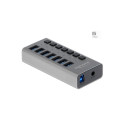 Externe SuperSpeed USB Hub avec 7 ports et interrupteurs Delock