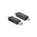 Lecteur de carte SuperSpeed USB 5 Gbps USB Type-C / Type-A pour cartes de mémoire SD et Micro SD Delock