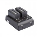 S-3602F Chargeur double simultane batteries type Sony NP-F Swit