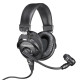 Broadcast stereo headset with dynamic boom microphone