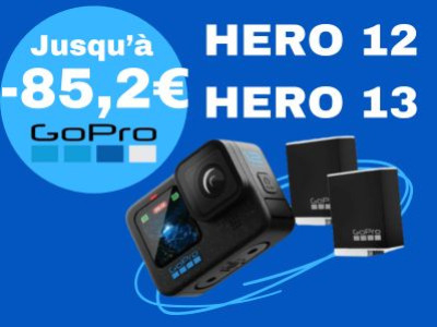 Jusqu'à -85,2 € sur les Gopro Hero12/13