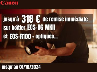 jusqu'à - 318 € de remise immédiate sur des boîtier et optiques EOS Canon